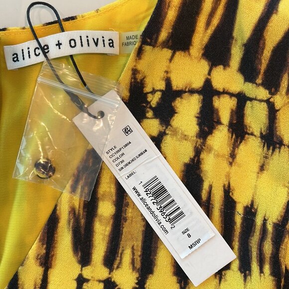 Alice + Olivia Winnie Button Front Roll Cuff Sun Drenched Romper Size 8 NWT - Picture 8 of 9